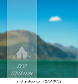 Vector blurred landscape background with sea and mountain.