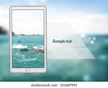 Vector blurred landscape background. Unfocused. Ocean. Phone.Editable. 