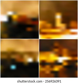 Vector blurred landscape, beautiful lighting night backgrounds.