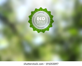 Vector blurred landscape, eco badge, ecology label, nature view, Vector blurred landscape, forest, eco badge, ecology label, nature view.