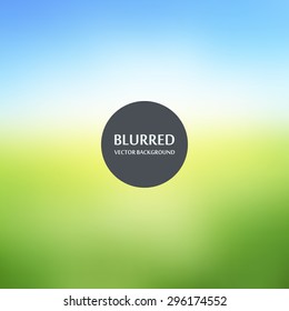 Vector blurred landscape, forest, eco badge, ecology label, nature view. Forest blur background, web and mobile interface template. Eco design.