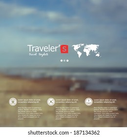 Vector blurred landscape, nature view. Coastal blur unfocused background, web and mobile interface template. Travel design.