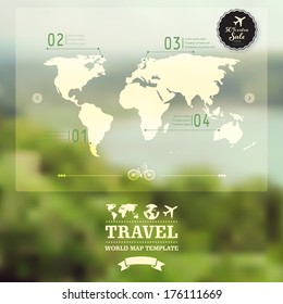 Vector blurred natural landscape.  Map on blurry background. Identity. Travel, enjoy nature concept. Web, mobile interface template. Corporate website design. Backdrop. Blurred