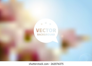 Vector blurred nature spring flower and sky background