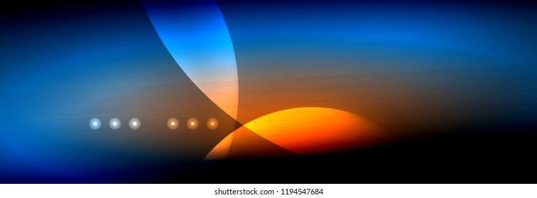Vector blurred neon glowing circles with flowing and liquid light concept, energy magic fantastic background