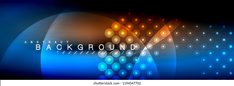 Vector blurred neon glowing circles with flowing and liquid light concept, energy magic fantastic background