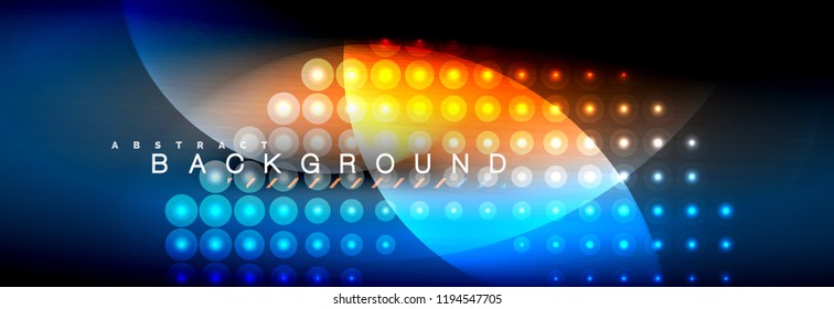 Vector blurred neon glowing circles with flowing and liquid light concept, energy magic fantastic background