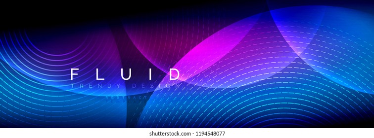 Vector blurred neon glowing circles with flowing and liquid light concept, energy magic fantastic background
