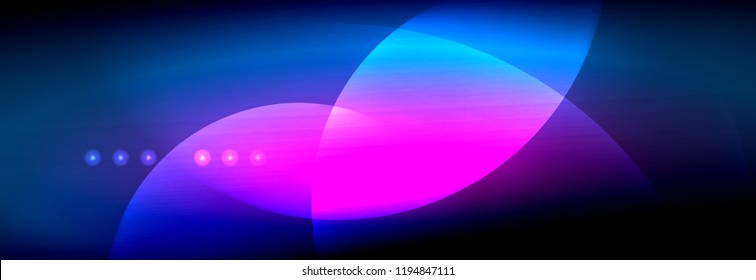 Vector blurred neon glowing circles with flowing and liquid light concept, energy magic fantastic background