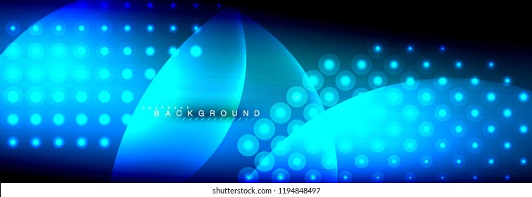 Vector blurred neon glowing circles with flowing and liquid light concept, energy magic fantastic background