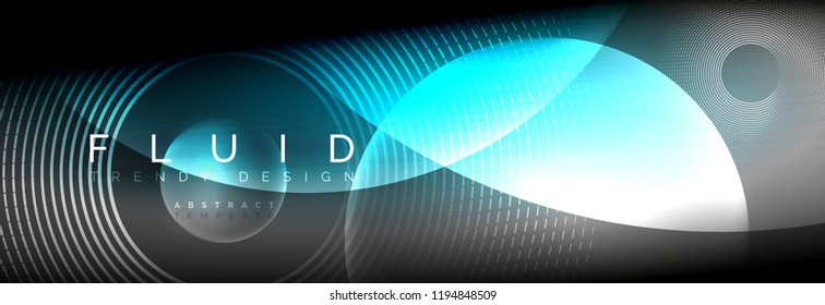 Círculos brillantes de neón vectorial borroso con concepto de luz fluida y líquida, energía mágica fondo fantástico