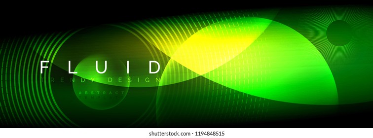 Vector blurred neon glowing circles with flowing and liquid light concept, energy magic fantastic background