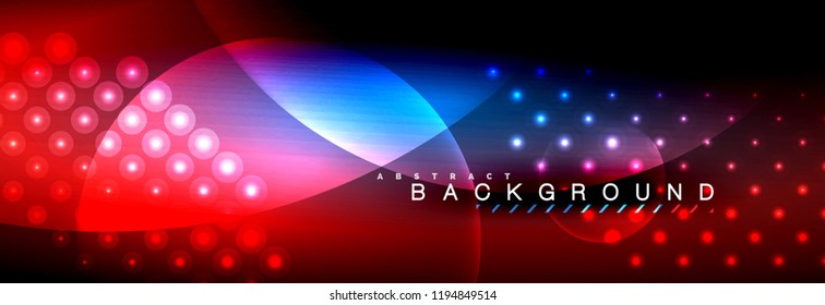 Vector blurred neon glowing circles with flowing and liquid light concept, energy magic fantastic background