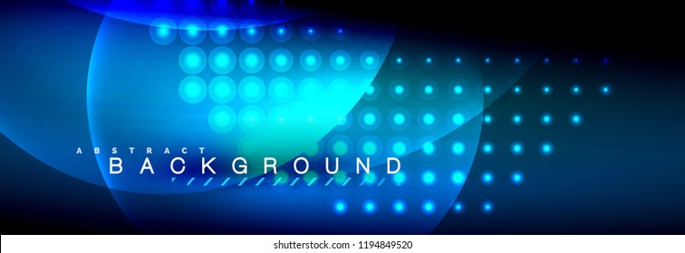 Vector blurred neon glowing circles with flowing and liquid light concept, energy magic fantastic background