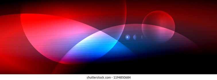 Vector blurred neon glowing circles with flowing and liquid light concept, energy magic fantastic background