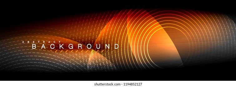 Vector blurred neon glowing circles with flowing and liquid light concept, energy magic fantastic background