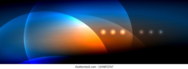 Vector blurred neon glowing circles with flowing and liquid light concept, energy magic fantastic background