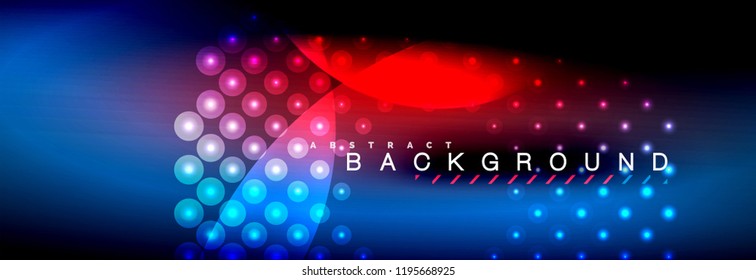 Vector blurred neon glowing circles with flowing and liquid light concept, energy magic fantastic background