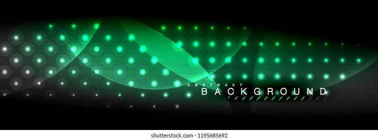 Vector blurred neon glowing circles with flowing and liquid light concept, energy magic fantastic background