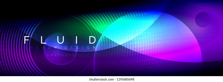Vector blurred neon glowing circles with flowing and liquid light concept, energy magic fantastic background