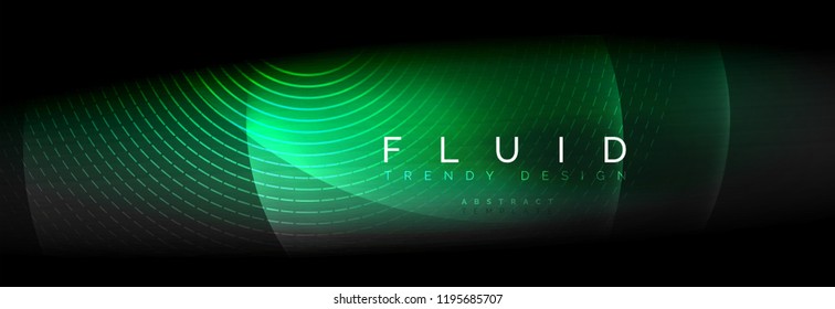 Vektorunscharfe Neonleuchtkreise mit fließendem und flüssigem Lichtkonzept, fantastischer Hintergrund für Energiemagie