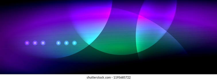 Vector blurred neon glowing circles with flowing and liquid light concept, energy magic fantastic background