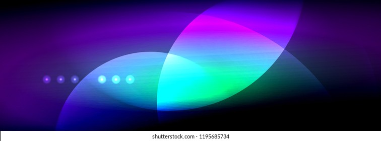 Vector blurred neon glowing circles with flowing and liquid light concept, energy magic fantastic background