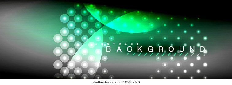 Vector blurred neon glowing circles with flowing and liquid light concept, energy magic fantastic background