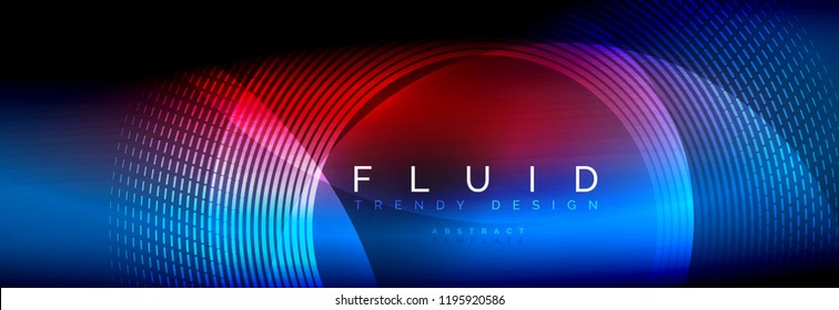 Vektorunscharfe Neonleuchtkreise mit fließendem und flüssigem Lichtkonzept, fantastischer Hintergrund für Energiemagie