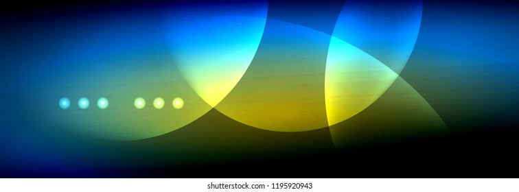 Vector blurred neon glowing circles with flowing and liquid light concept, energy magic fantastic background