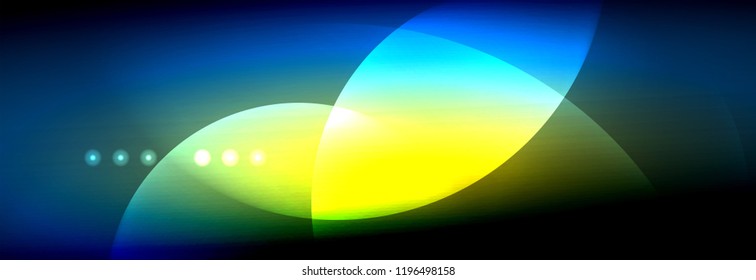Círculos brillantes de neón vectorial borroso con concepto de luz fluida y líquida, energía mágica fondo fantástico