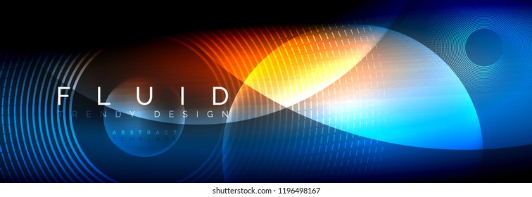 Vector blurred neon glowing circles with flowing and liquid light concept, energy magic fantastic background