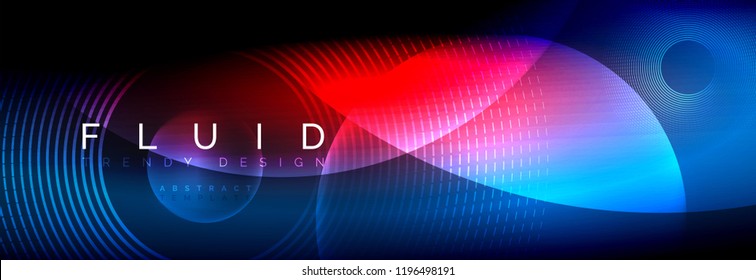 Vector blurred neon glowing circles with flowing and liquid light concept, energy magic fantastic background