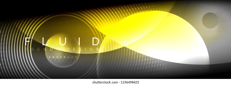 Vector blurred neon glowing circles with flowing and liquid light concept, energy magic fantastic background