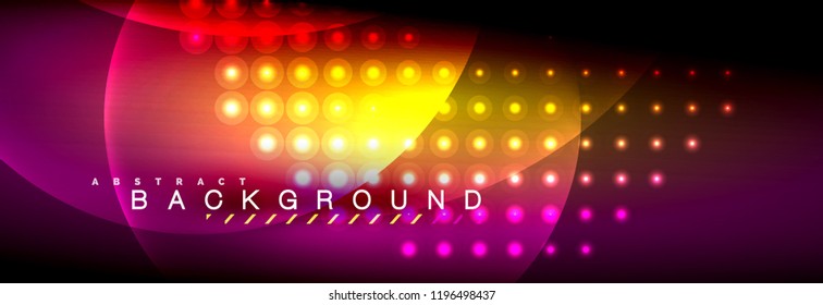 Vector blurred neon glowing circles with flowing and liquid light concept, energy magic fantastic background