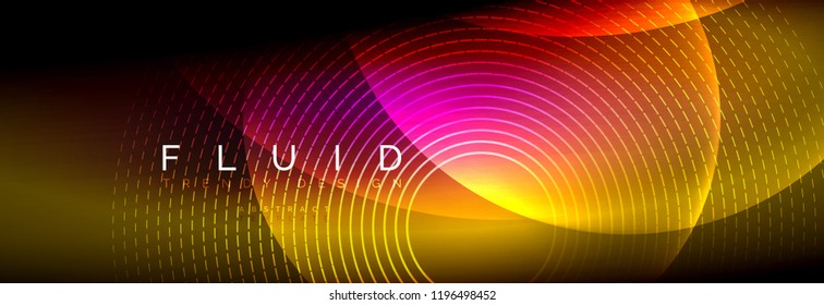 Vector blurred neon glowing circles with flowing and liquid light concept, energy magic fantastic background