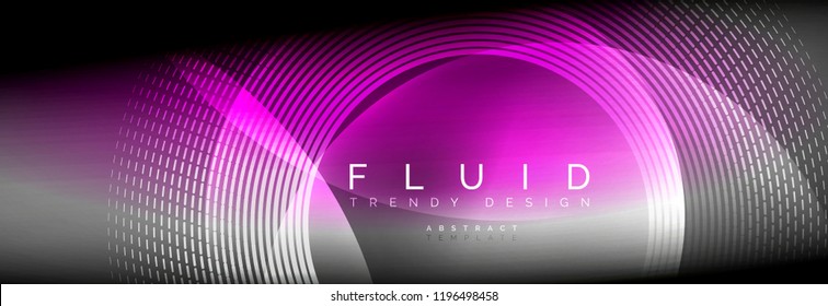 Vector blurred neon glowing circles with flowing and liquid light concept, energy magic fantastic background