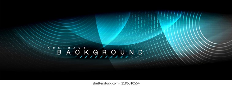 Vector blurred neon glowing circles with flowing and liquid light concept, energy magic fantastic background