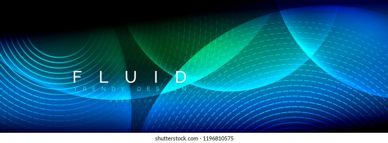 Círculos brillantes de neón vectorial borroso con concepto de luz fluida y líquida, energía mágica fondo fantástico