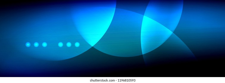 Vector blurred neon glowing circles with flowing and liquid light concept, energy magic fantastic background