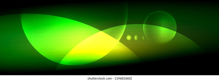 Vector blurred neon glowing circles with flowing and liquid light concept, energy magic fantastic background