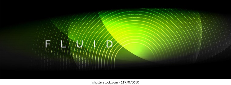 Vector blurred neon glowing circles with flowing and liquid light concept, energy magic fantastic background