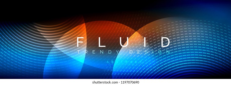 Vector blurred neon glowing circles with flowing and liquid light concept, energy magic fantastic background