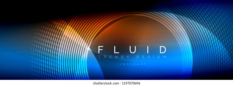 Vector blurred neon glowing circles with flowing and liquid light concept, energy magic fantastic background