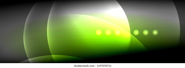 Círculos brillantes de neón vectorial borroso con concepto de luz fluida y líquida, energía mágica fondo fantástico
