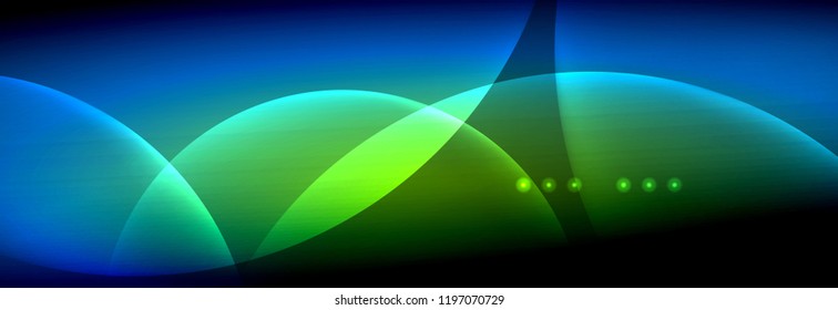 Círculos brillantes de neón vectorial borroso con concepto de luz fluida y líquida, energía mágica fondo fantástico