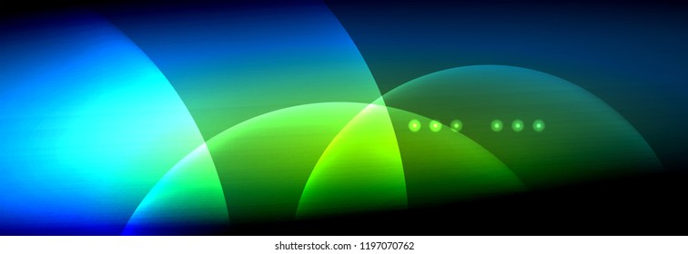 Vector blurred neon glowing circles with flowing and liquid light concept, energy magic fantastic background