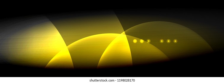 Vector blurred neon glowing circles with flowing and liquid light concept, energy magic fantastic background