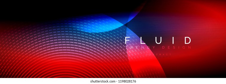 Vector blurred neon glowing circles with flowing and liquid light concept, energy magic fantastic background