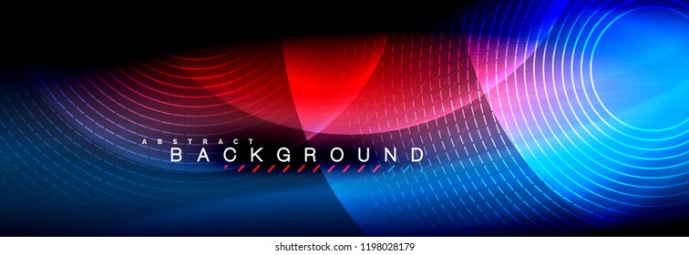 Vector blurred neon glowing circles with flowing and liquid light concept, energy magic fantastic background